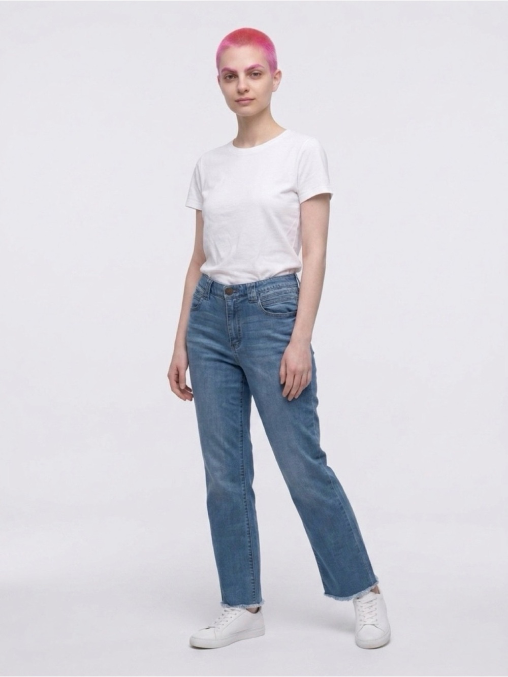 Democracy Ab Solution Itty Bitty Bootcut Jeans Size 12 Raw Hem Medium Wash